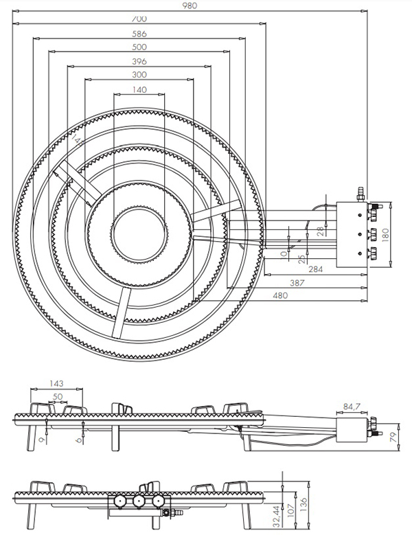 Schéma dimensions techniques - Modèle 70 cm